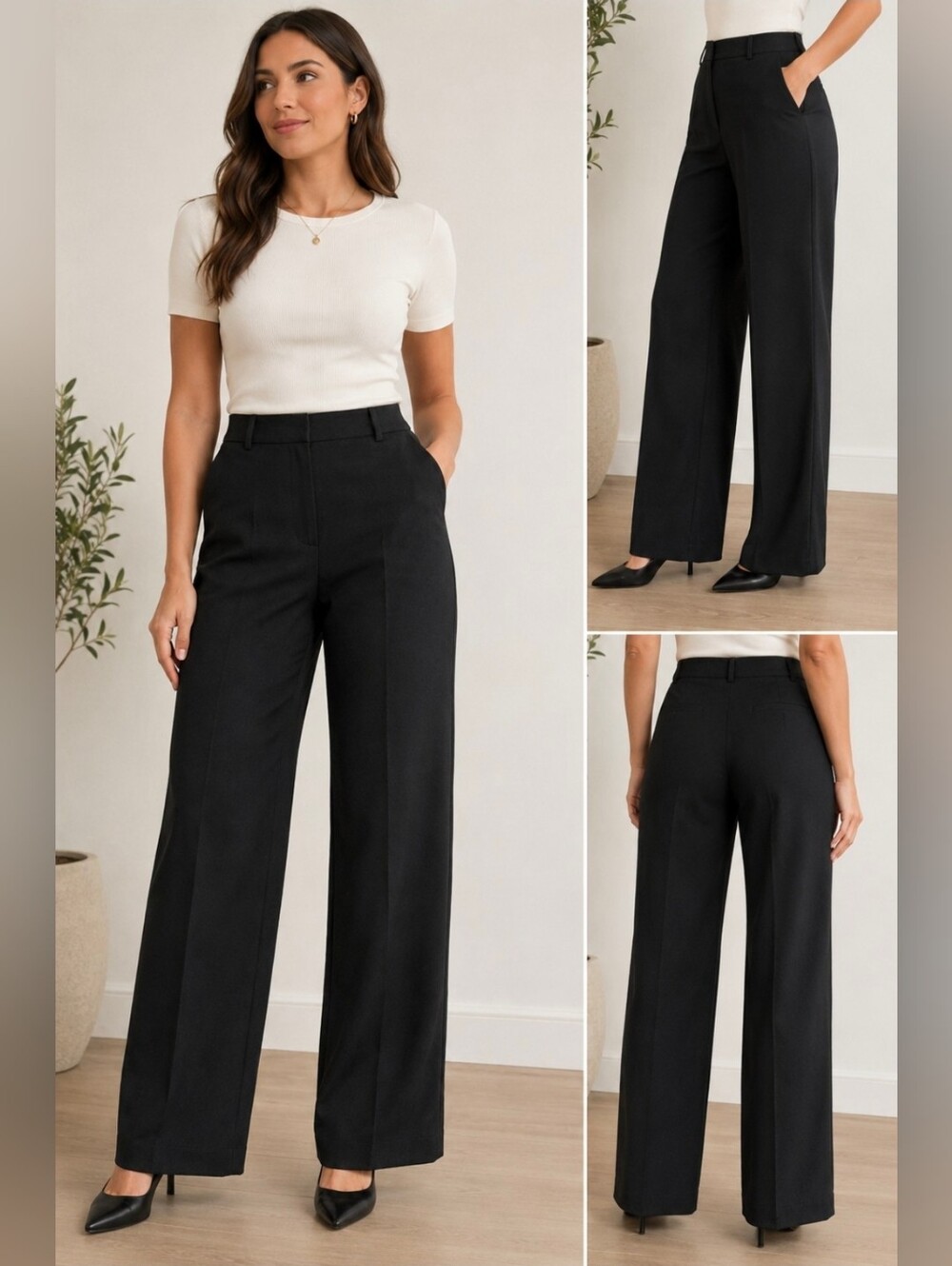 Counterparts Black Wide-Leg Dress Pants